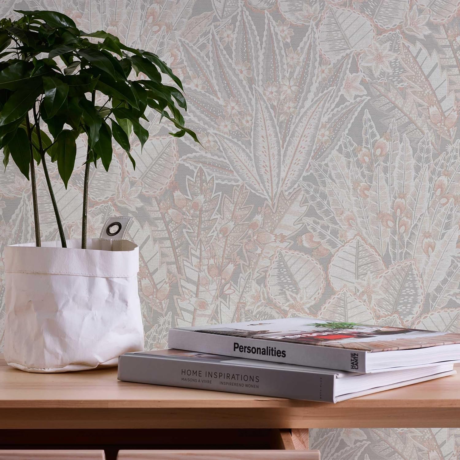 Livingwalls Palm Leaves Wallpaper in Cream, Grey, Bronze - Modern Botanical Design for Living Room - 10.05 m x 0.53 m - Made in Germany