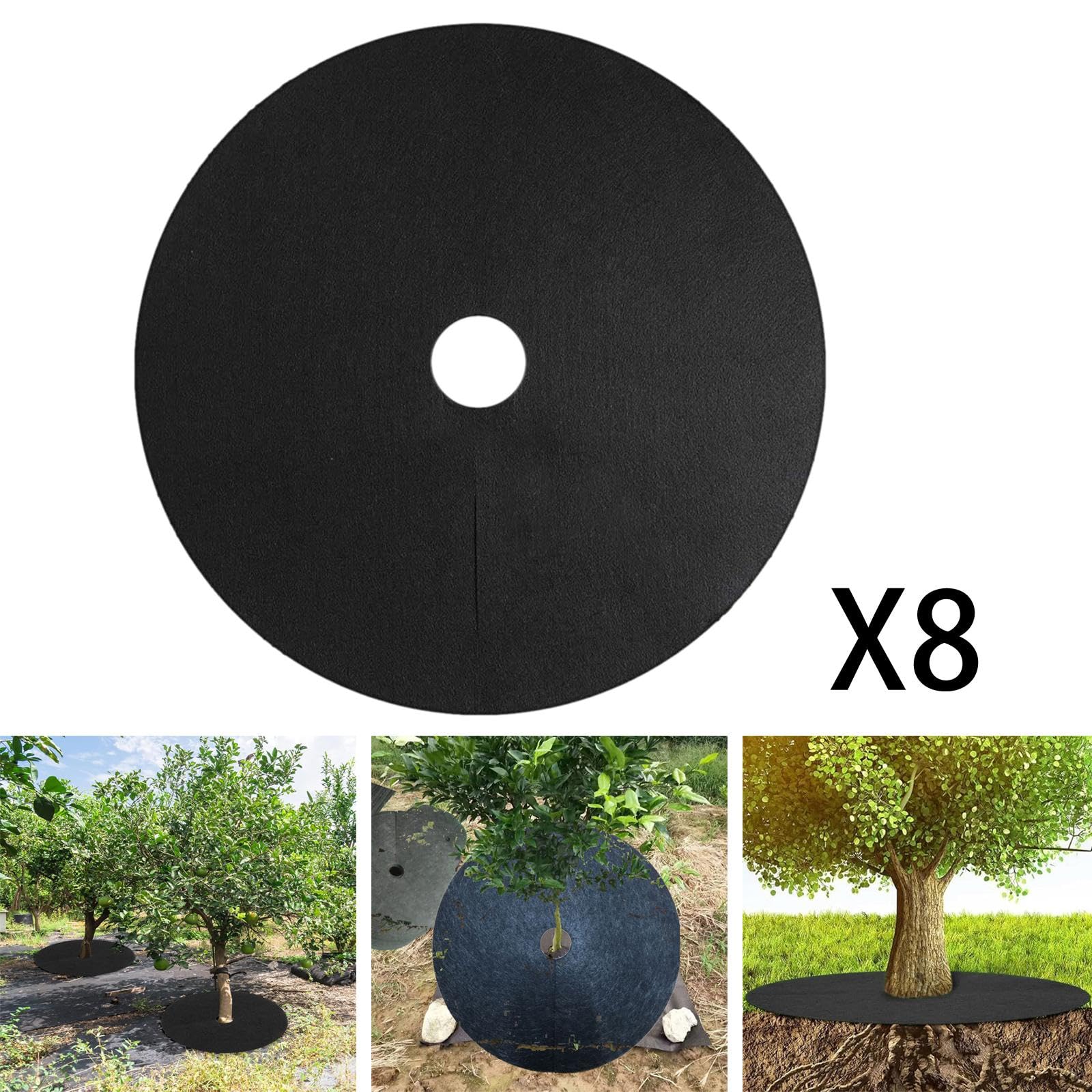 LOR Mulchscheiben für Bäume, Gar Planen, Bodenabdeckung, Lacape-Schutz, atmungsaktiv, rutschfest, 82 cm, Schwarz