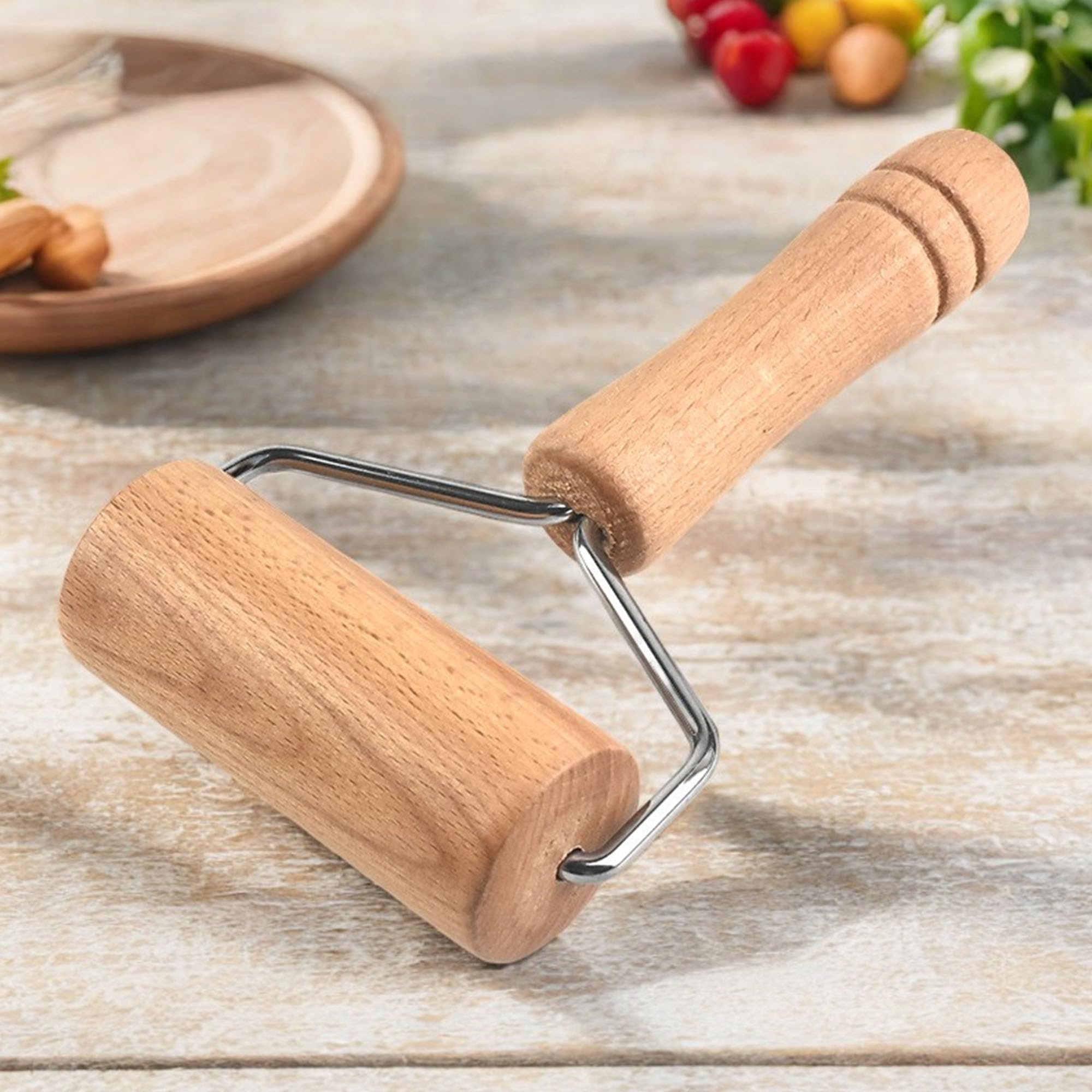 2 Pezzi Rullo di Pasta per Pizza Rullo per Pizza in Legno con Manico Rulli per Pasta per Pizza Antiaderente Mattarello T-Tipo Applica a per Pasticceria Tortilla Pizza Biscotti e Altro (T-Tipo