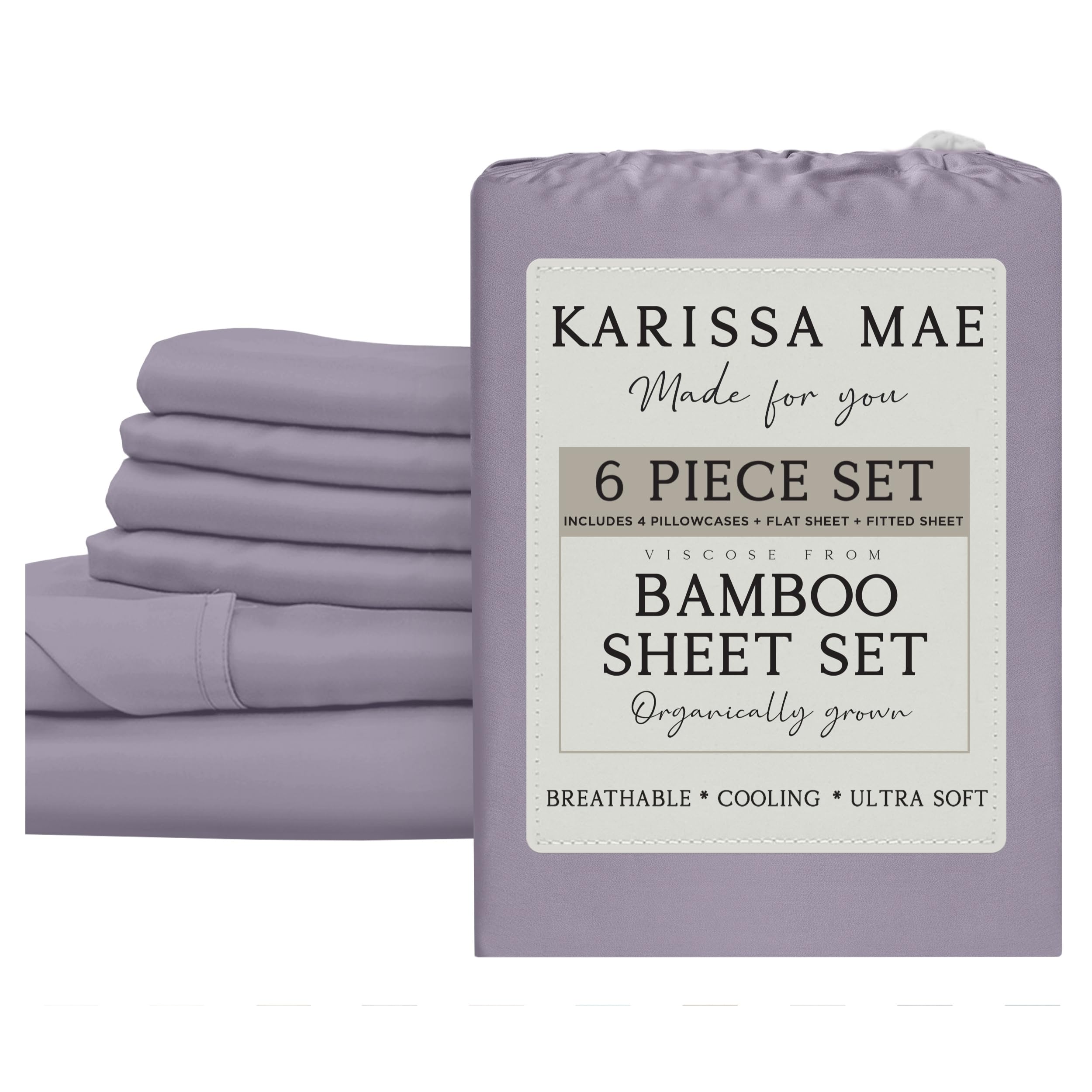 KARISSA MAE 6 Piece Luxury Bamboo Viscose California King Size Sheet Set
