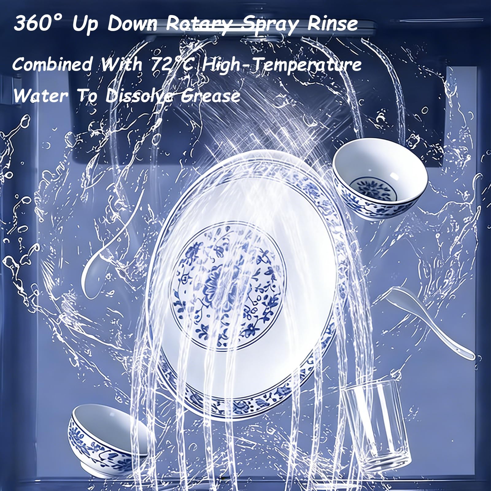 Lavavajillas De Sobremesa,Minilavavajillas Sobremesa Compacto 5L,Con Brazos Rociadores 360°,DiseñO Para Encimera,Cuenta Con Doble Modo Suministro Agua Control TáCtil,Ideal Familias PequeñAs Parejas(46