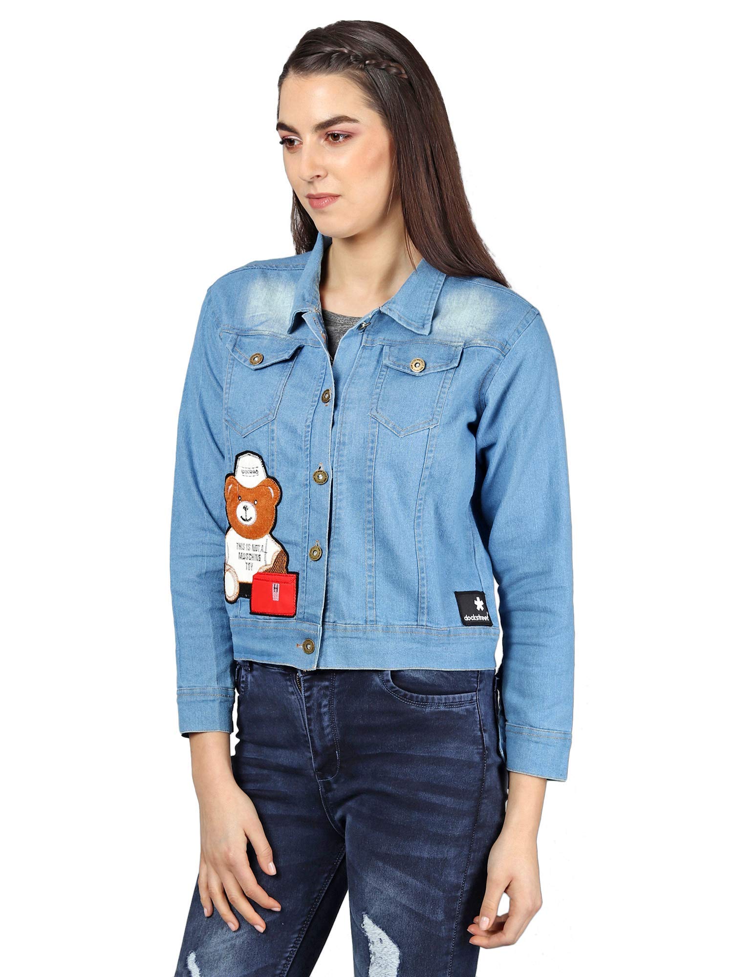 SAIRA FASHIONWomenJacketGw07WMNLightTeddydenimDCK patchL