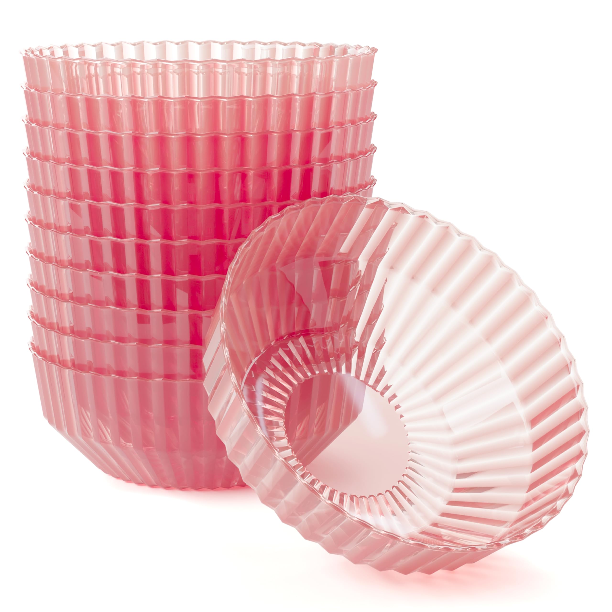 Exquisite Pink Plastic Bowls Disposable - 16 Oz - 20 Count - Disposable Soup Bowls