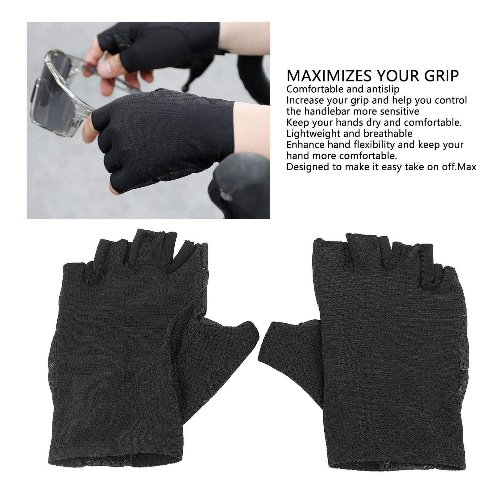 Guantes de Ciclismo Guantes de Bicicleta para Hombres y Mujeres Antideslizante Transpirable Medio Dedo Guantes de Ciclismo Absorción de Golpes Cómodo al Aire Primavera Verano