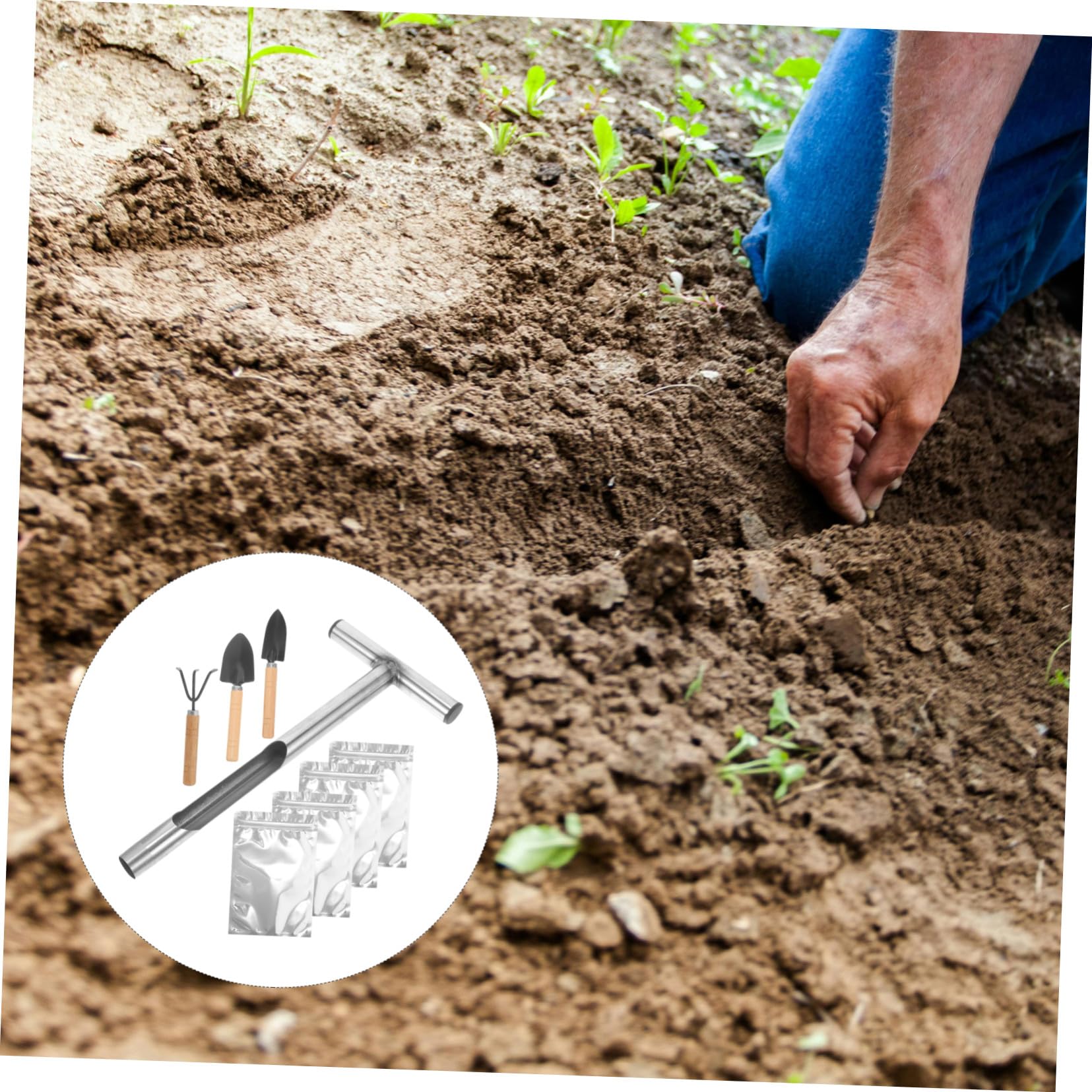 DOITOOL Edelstahl Bodenproben sonde T Griff Robust Rostfrei Ergonomisch Leichter Bodenprobennehmer für Garten Nutzgarten Landwirtschaft Praktische Bodentest sonde für Genaue Probenahme
