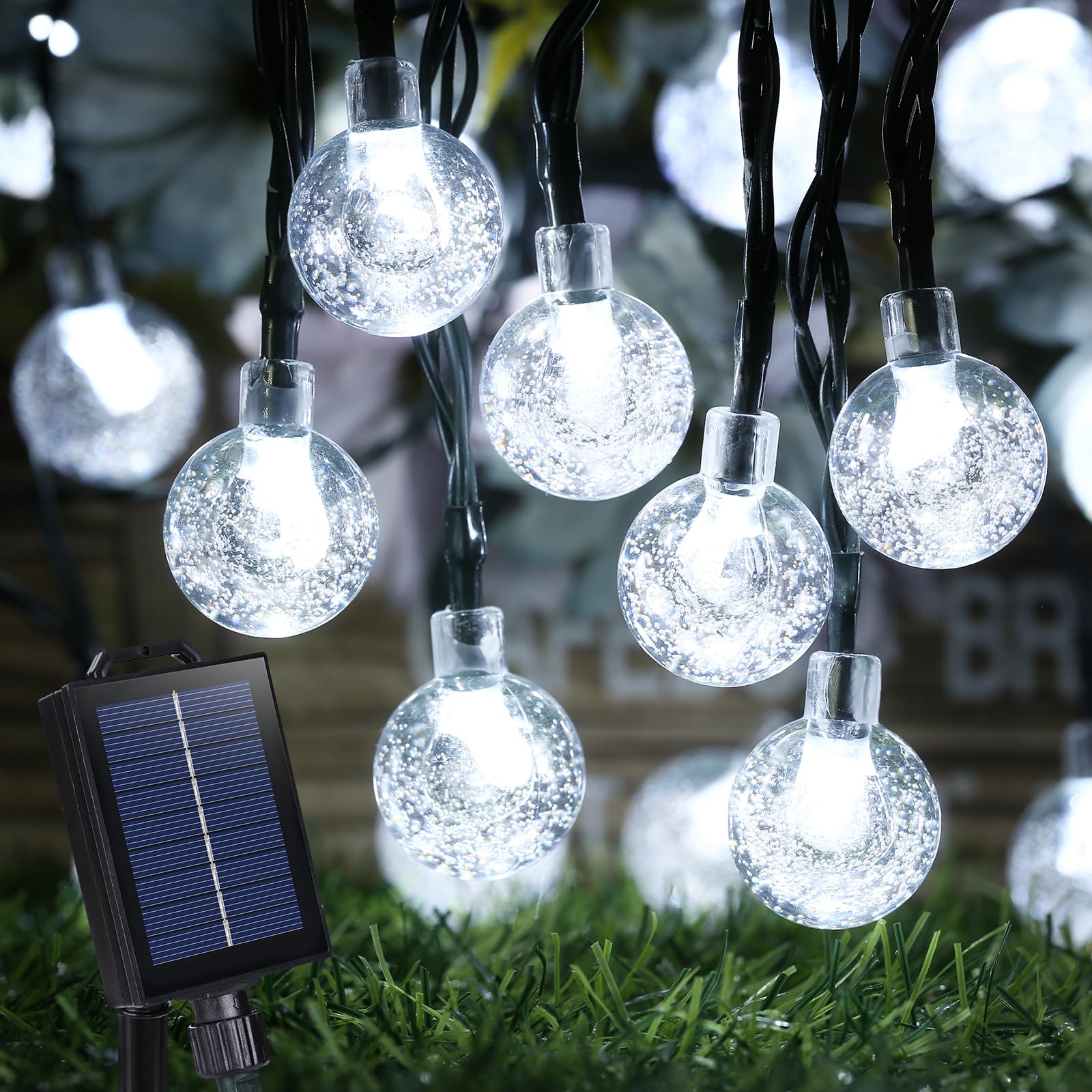Photo 1 of Joomer White Solar String Lights, 39FT 60LED Crystal Ball