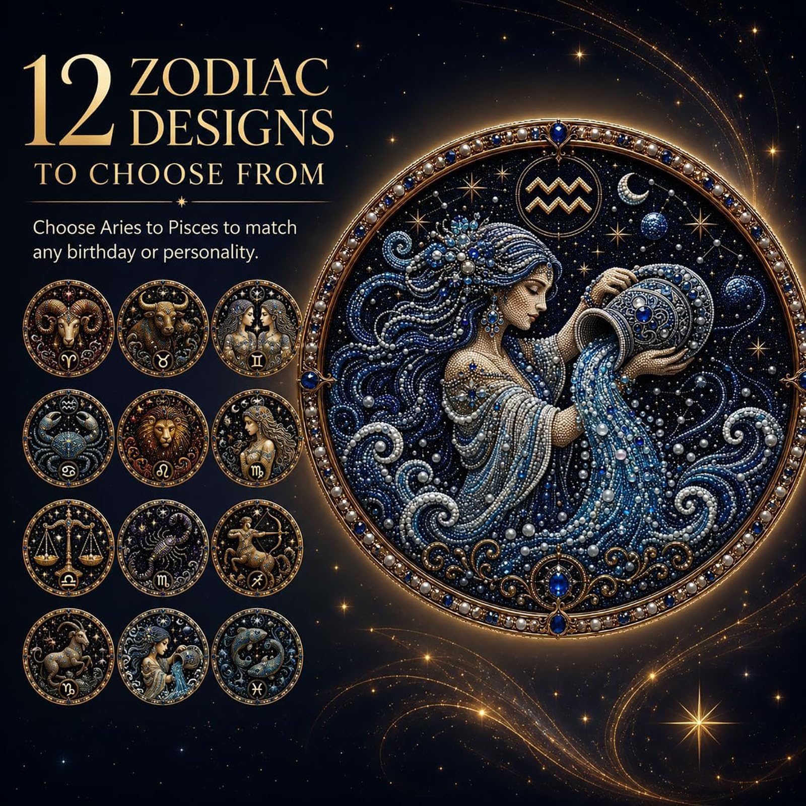 WEIWOGU Kit artistico perlato con 12 segni zodiacali, pittura (#K)