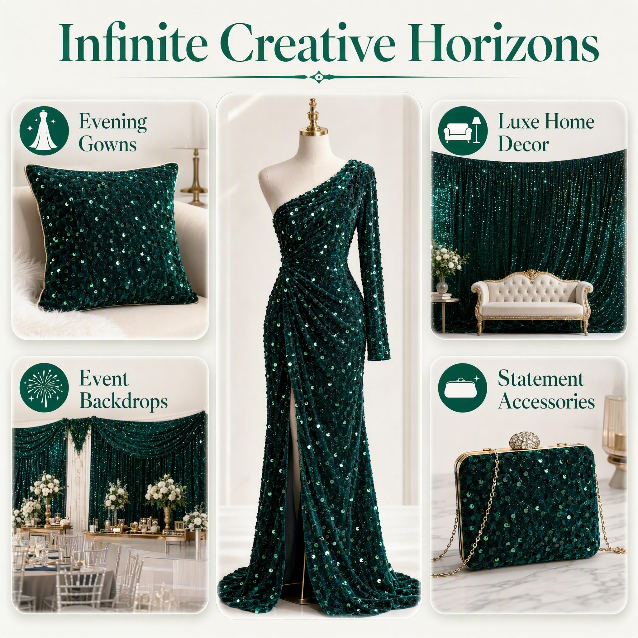 hunter green dress accessories Velvet Fabric by the Yard, 1 Yard Stretch Sequin for Sewing juneflashsale6/22-summer