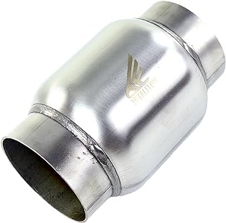 TOTALFLOW 646 Mini Muffler 409SS | 4.5" Round Width | 4" Body 6" Overall Length Inner Inlet-3.5" Outer Diameter Outlet