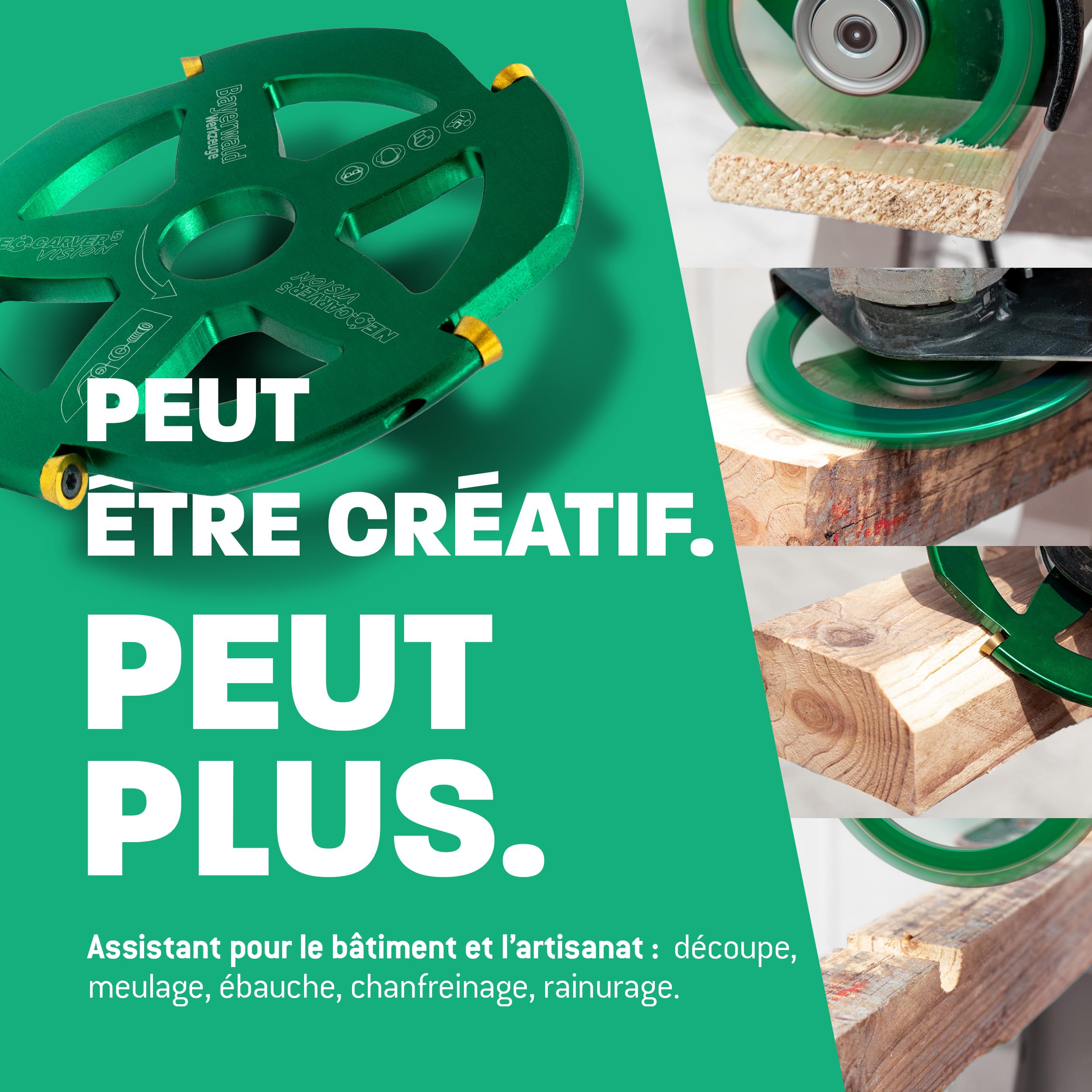 Bayerwald NeoCarver 5 Vision V2 Disque de fraisage en métal dur pour bois 115 mm x 22,2