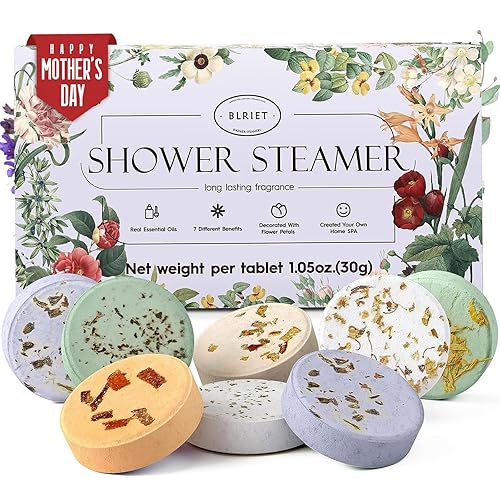 Shower Steamers Aromatherapy BLRIET 8 Pack Gifts for Women Mom Men, Gifts for Her Stress Relief Home Spa, Birthday Gift Lavender Natural Essential Oil Self Care Relaxation Shower Bombs Teen - Lavender Love