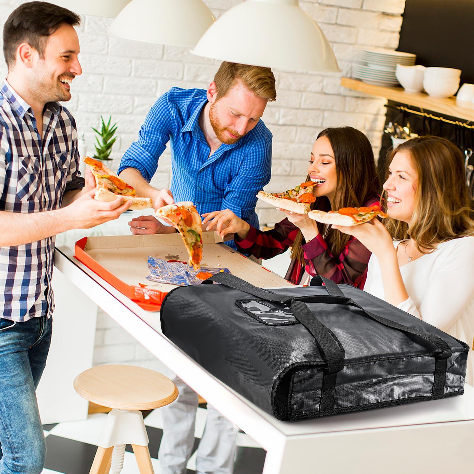 DEAYOU Bolsa para Pizza y Comida para Entrega de Pizza, Bolsa térmica Profesional para Pizza Caliente, para Transporte, Catering, sin Humedad, Resistente, 51 × 51 × 13 cm, Color Negro