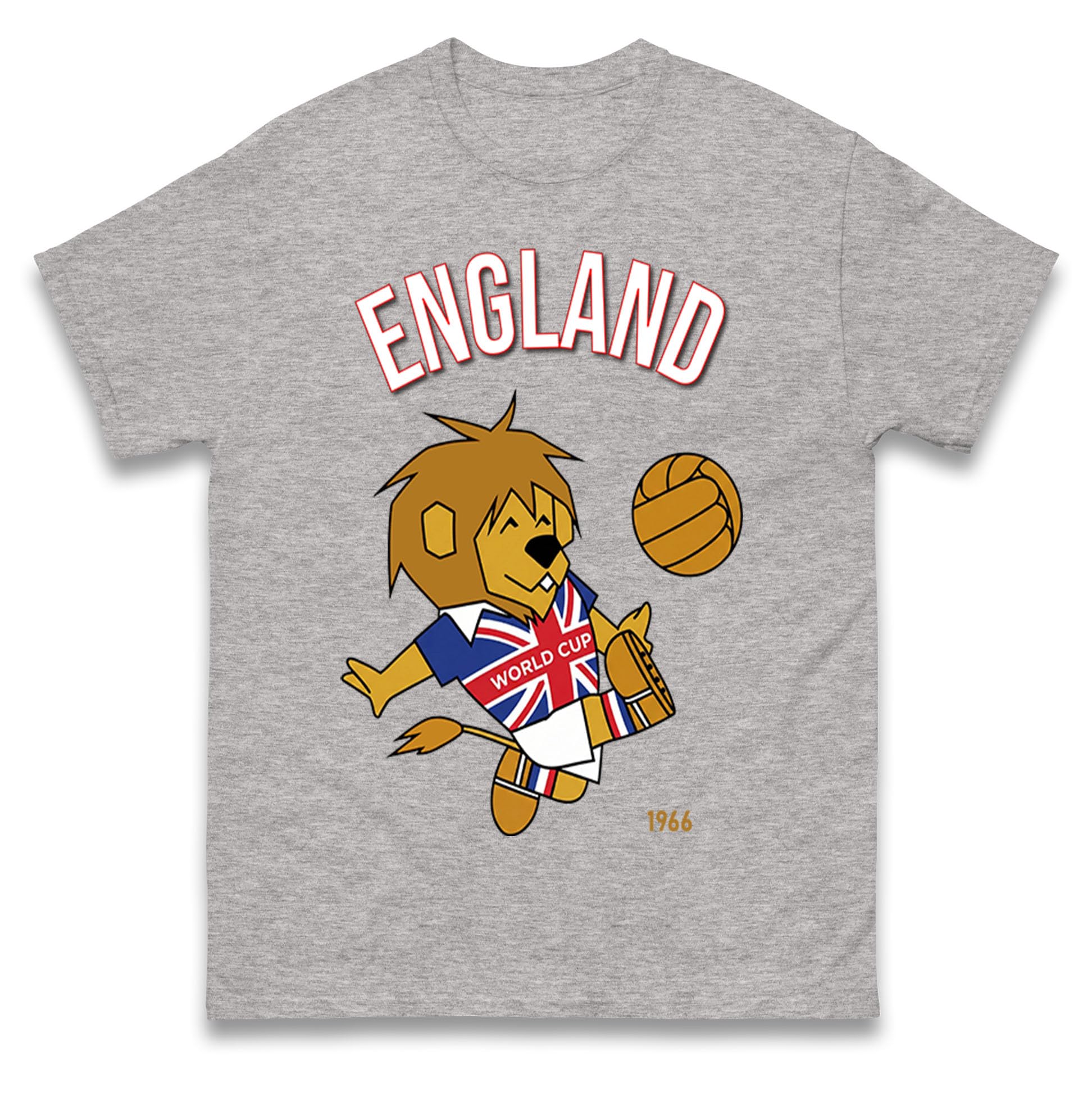 World Cup Willie England 1966 T Shirt, England World Cup Winners 1966 Tee Shirt, Retro Football Tshirt Heather Grey