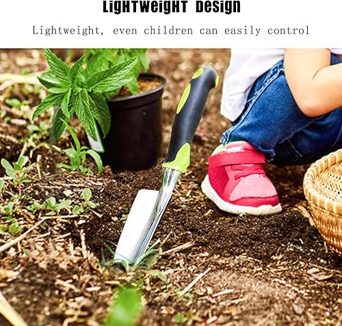 Miniatura 3 de Paleta de jardín y pala ancha de mano puntiaguda con mango ergonómico antideslizante de goma suave para plantar, trasplantar, deshierbar, mover y