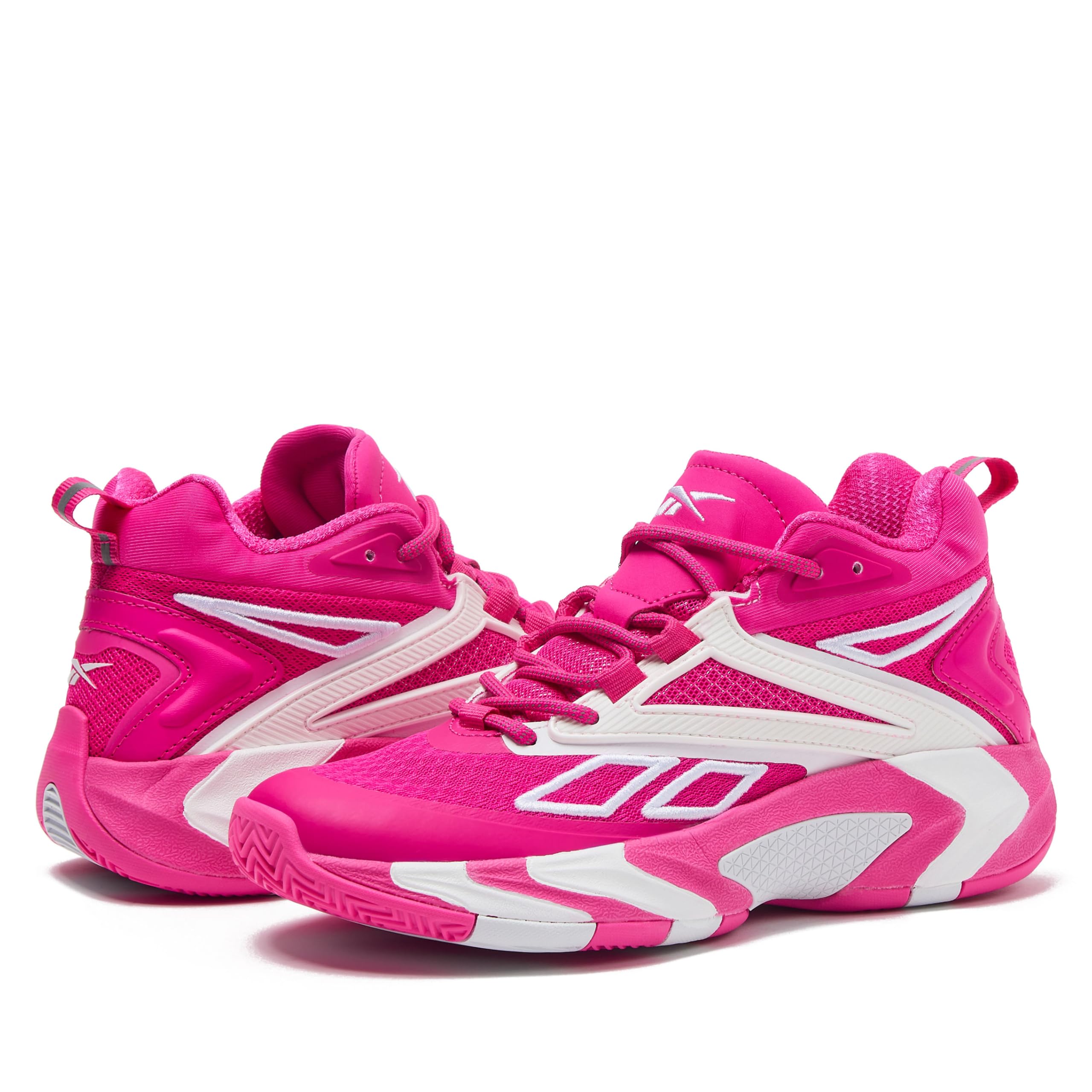 Reebok Zone Breaker High Top Sneakers Court Sport Basket Scarpe da Donna, Rosa Fosforescente/Bianco Brillante, 8