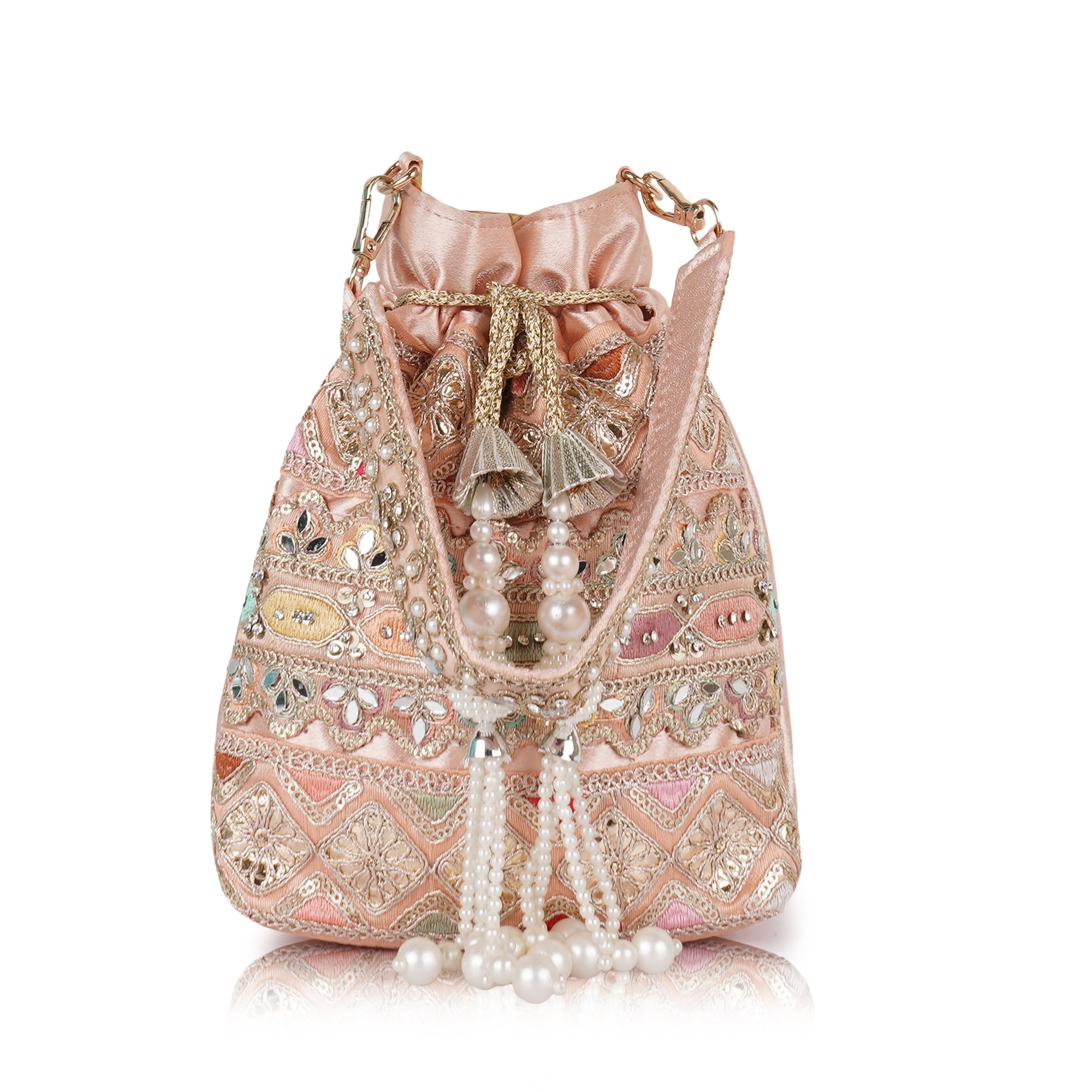 Velvet SilK Stylish Fancy Embroidery Unique Design Traditional Ethnic Wedding Party Handheld Potli For Women-image-16