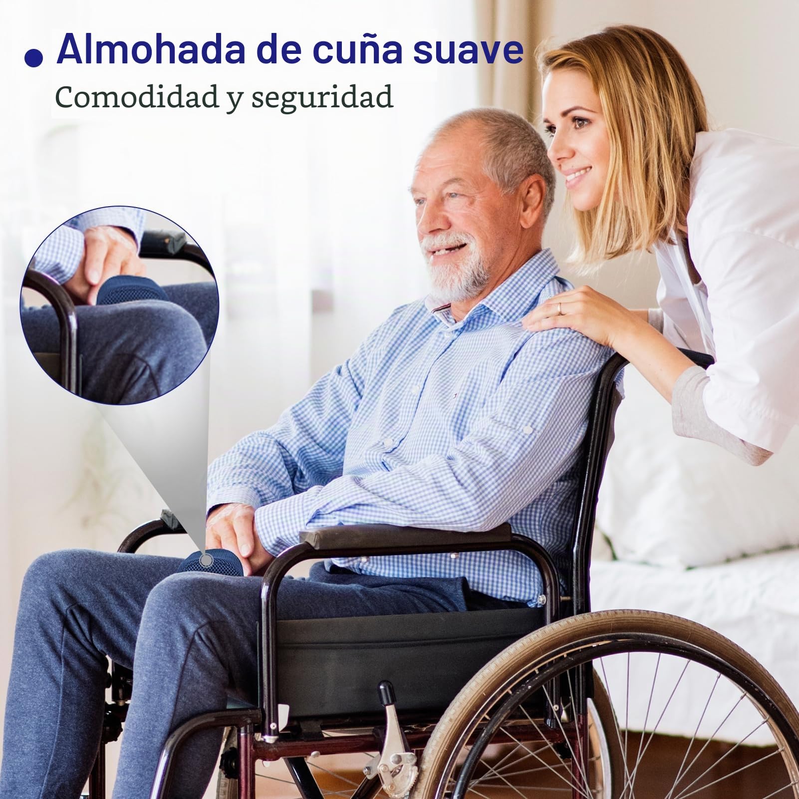 LIROPAU Cojín antideslizante para silla de ruedas, cojín antideslizante para silla de ruedas para personas mayores con cuña de pompón y cinturón de seguridad, funda transpirable extraíble para