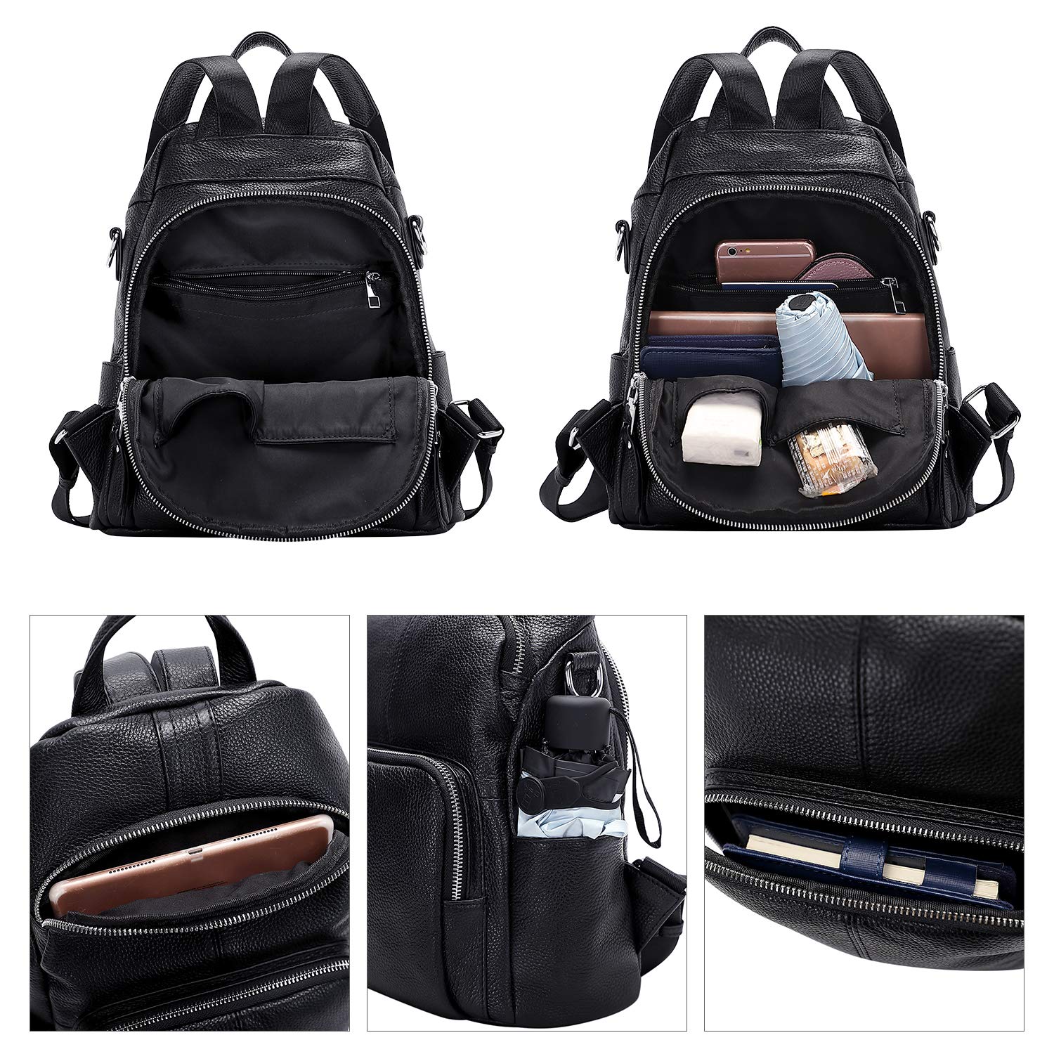 ALTOSY Sac à Dos Femme Cuir Véritable Anti-vol Mode Loisir Élégant Chic Sac porté Épaule Daypack