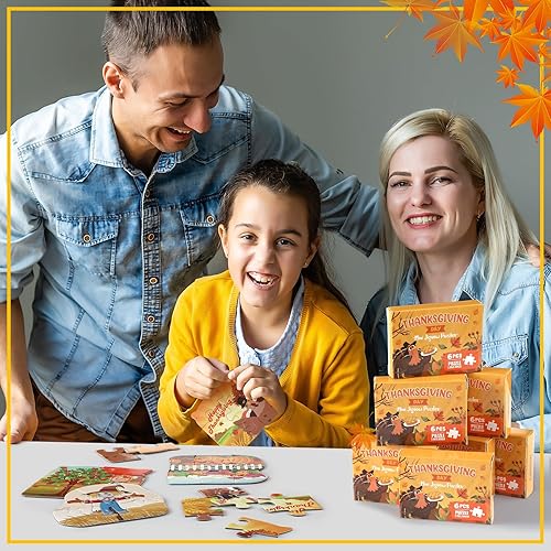 Miniatura 6 de 48 cajas de juegos de recuerdos de fiesta de Acción de Gracias, 6 piezas para niños, mini rompecabezas de Acción de Gracias, regalos para niños,
