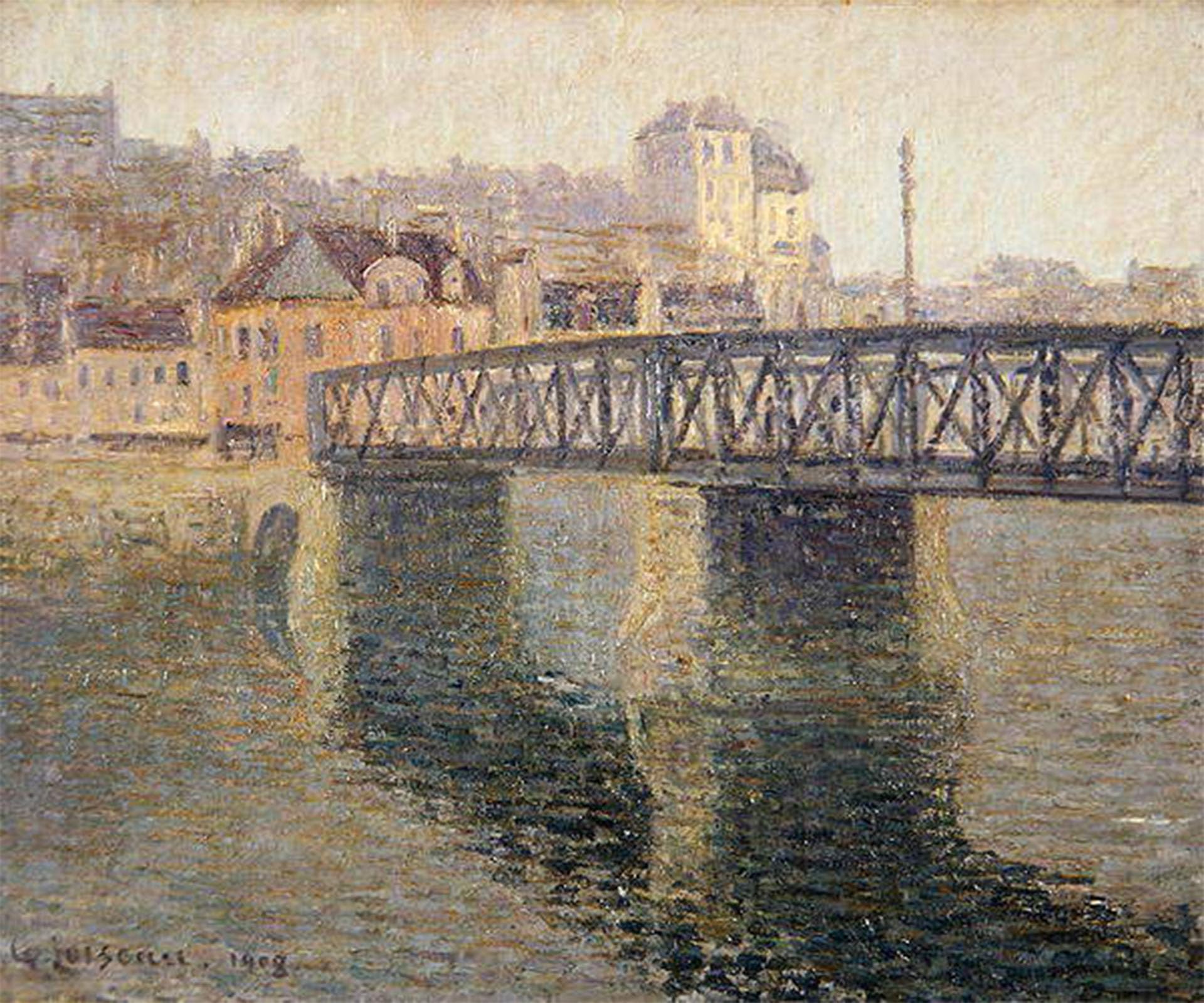 ARTXLXXBN Famous Art Print Poster Vintage Wall Art the Iron Bridge At St Ouen by Gustave Loiseau Canvas Art Poster for Home Decor 60x90cm