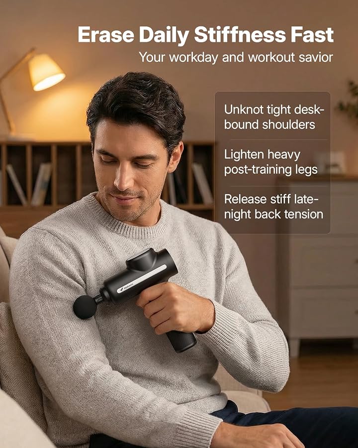 MERACH Massage Gun Deep Tissues Quiet Brushless Motor 6 Heads & 5 Speeds - image 7
