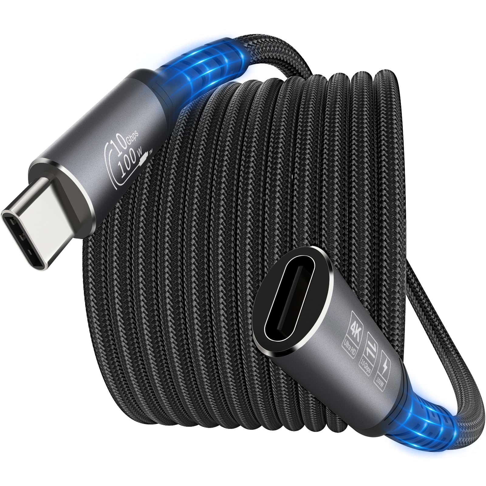 Jnoheefye USB C Extension Cable 6FT - 10Gbps Data Transfer, 100W Fast Charging, 4K Video Support, Compatible with MacBook Air M2 Pro, iPad Pro, iPhone