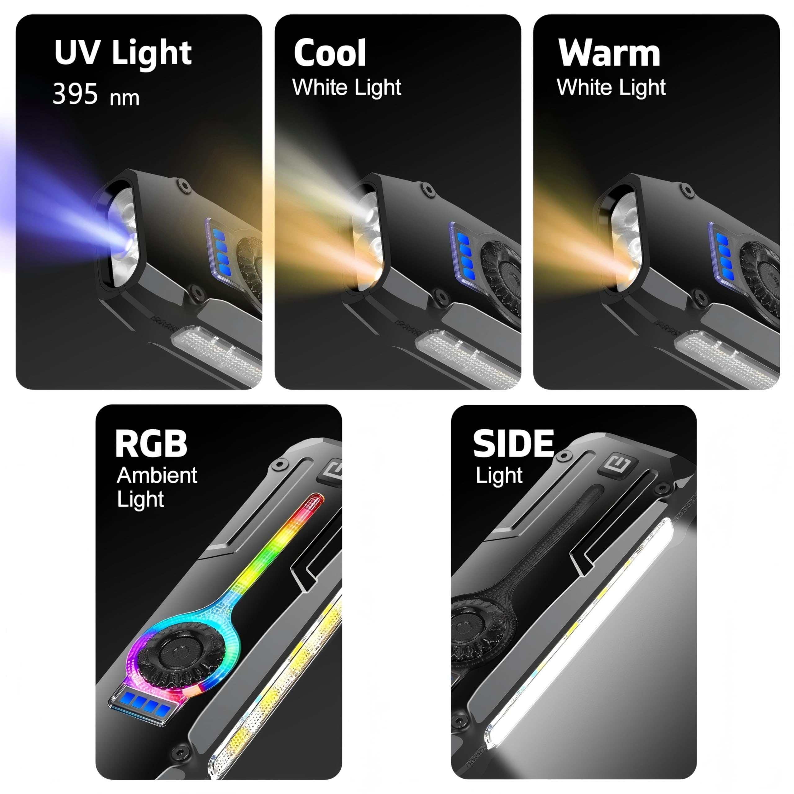 Linterna plana EDC recargable, linterna de bolsillo con luz blanca y cálida, luz RGB, UV, haz rojo, linterna recargable pequeña USB-C con clip e magnético para camping, caminata nocturna, emergencia