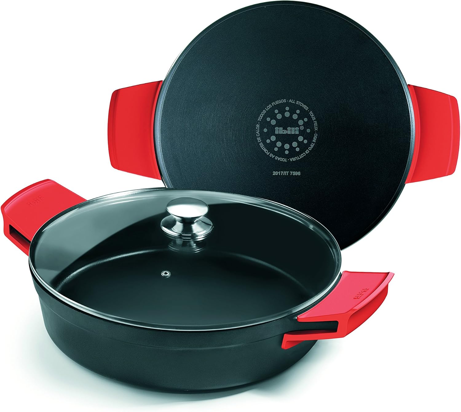 IBILI Round Dish with Lid Excellent Titanio 40, Aluminium, Black, One Size