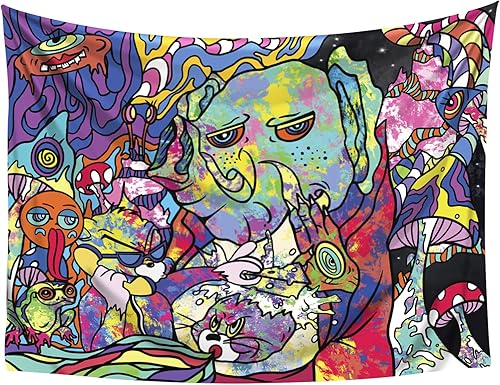 Miniatura 1 de DigiTizerArt Tapiz de graffiti colorido Trippy para colgar en la pared, psicodélico, abstracto, fractal, colorido, monstruo, urbano, calle con hip