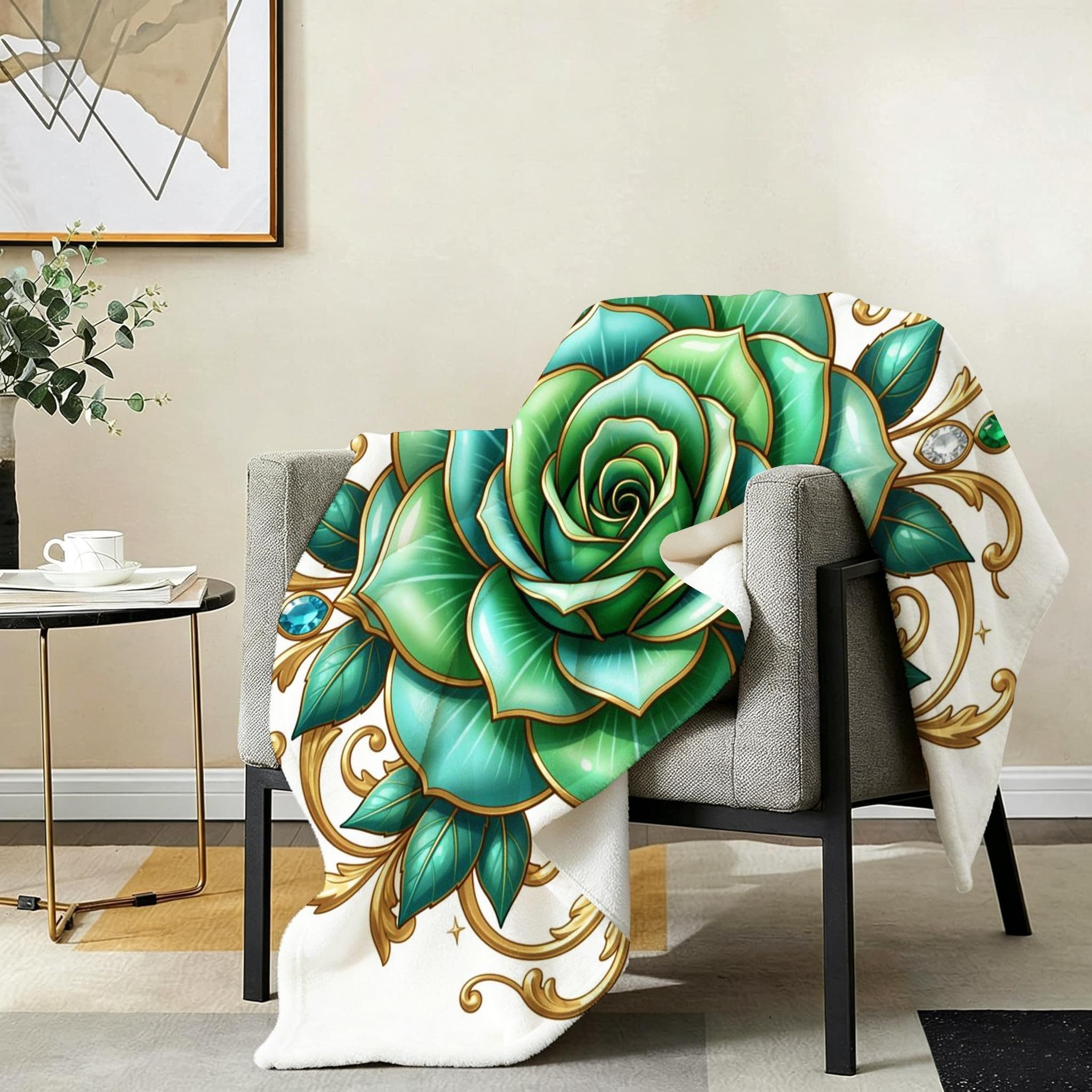 Manta Entretiempo Grande, Flores Verdes, 220x240 cm, AQ8483