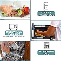 Vista 6 de Razab Juego de 4 recipientes de vidrio de 6.5 tazas / 52 onzas (2 recipientes + 2 tapas), con tapas herméticas de bloqueo, para almacenar, hornear