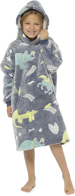 Hoodie Blanket Ultra Soft Sherpa Fleece Warm Cosy Comfy Oversized Glow in the Dark Wearable Giant Sweatshirt Throw Boys Girls Size 7-13 Years