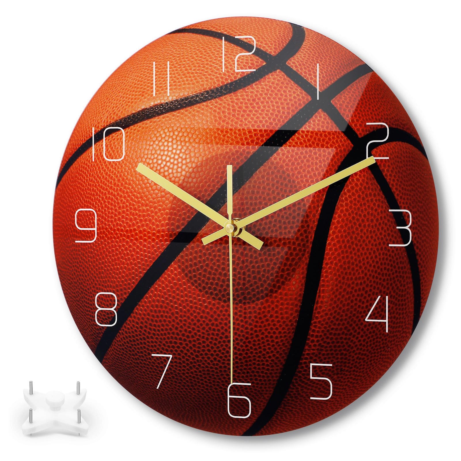 Horloge murale basket silencieuse en acrylique ronde pour la maison