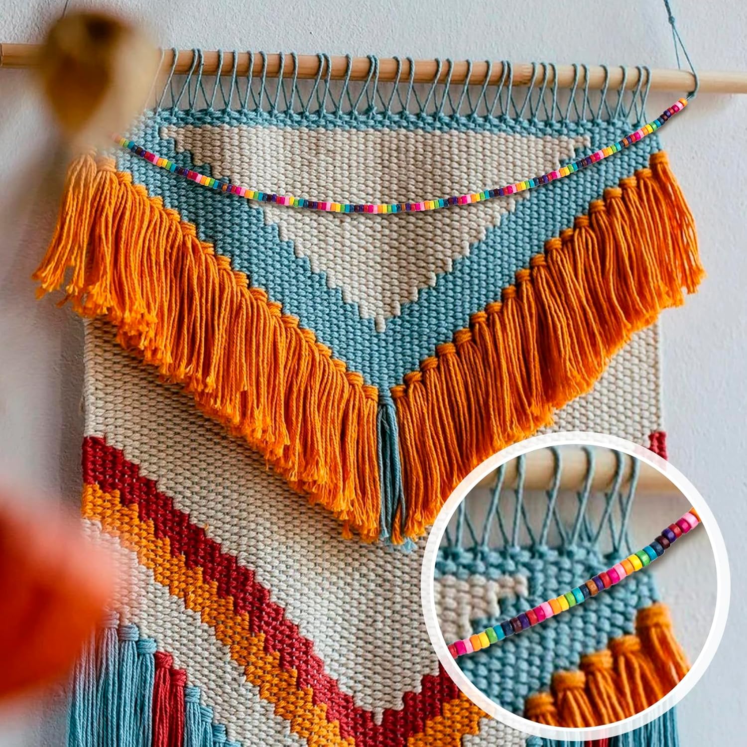 500pcs Wooden Beads for Crafts, Round Large Hole Natural Wood Hair Bead, Colorful Wooden Spacer Beads for Necklace Bracelet DIY Craft Handmade Decor - Image 7