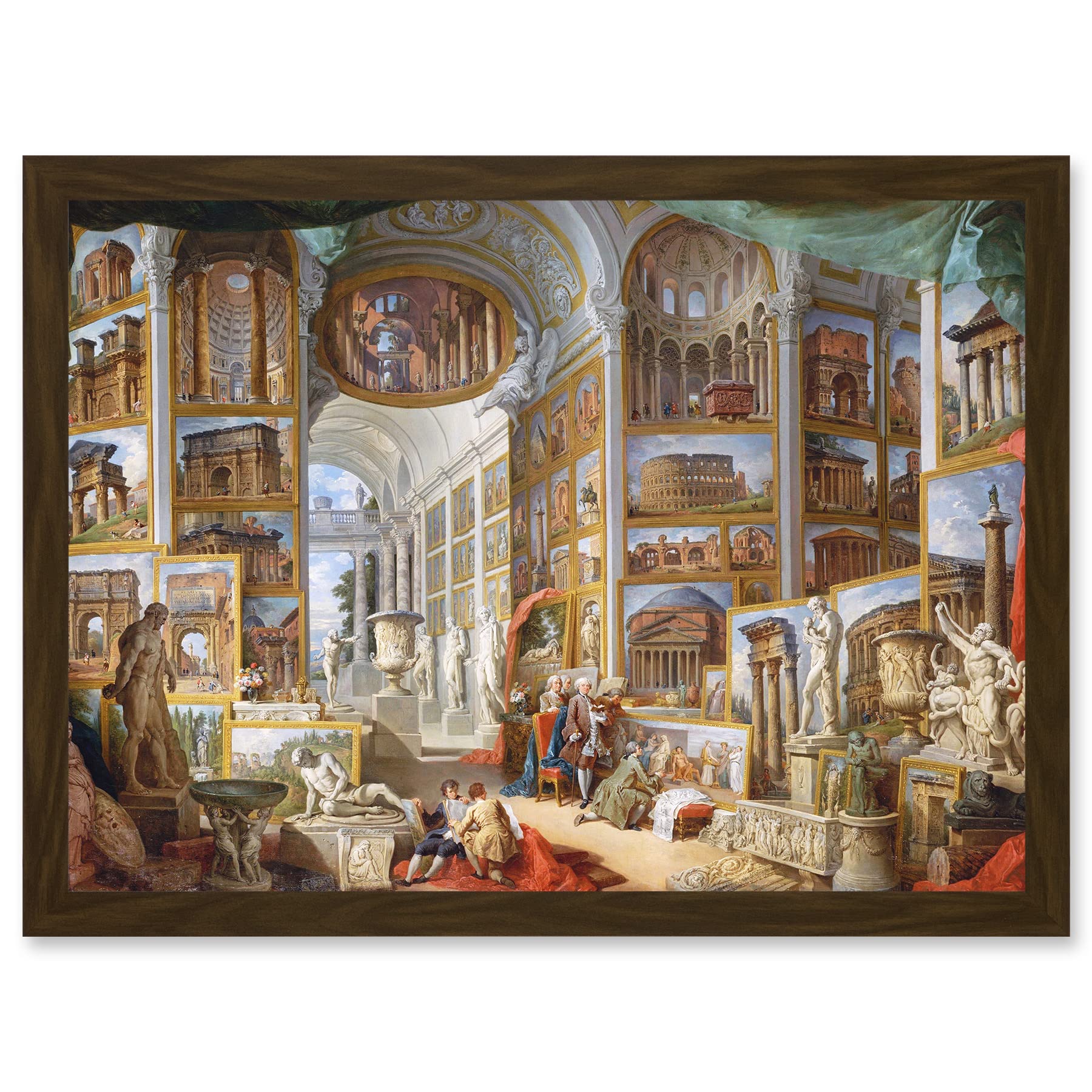 Panini Ancient Rome Monuments Allegory Painting Artwork Framed Wall Art Print A4 - Artery8