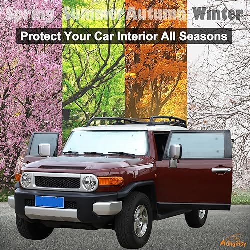 Vista 37 de Aunginsy Parasol para parabrisas delantero compatible con Toyota FJ Cruiser 2007-2021, parasol plegable reflectante para rayos UV y protección solar