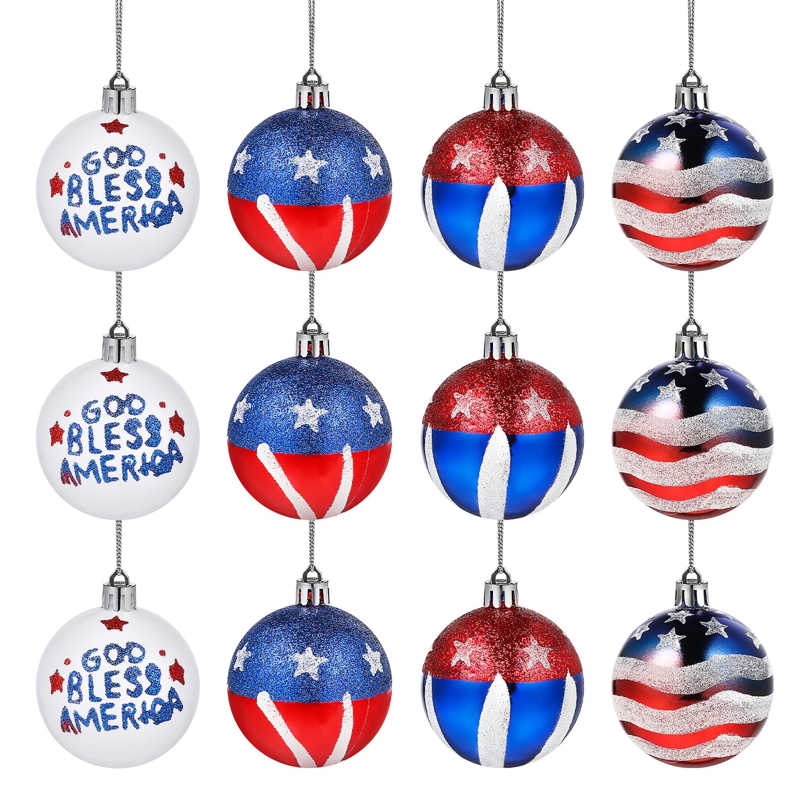 Photo 1 of 12 Pcs Red White and Blue Decorations Christmas Balls Navy Ornament Big Tree