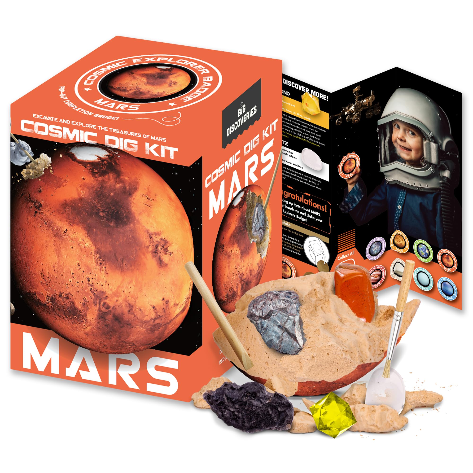 Cosmic Dig Kit by Big Discoveries - Explore The Planets of The Solar System with Gem & Fossil Excavation Kits for Kids | STEM Toy Science Dig Kits with Gemstones for Boys and Girls