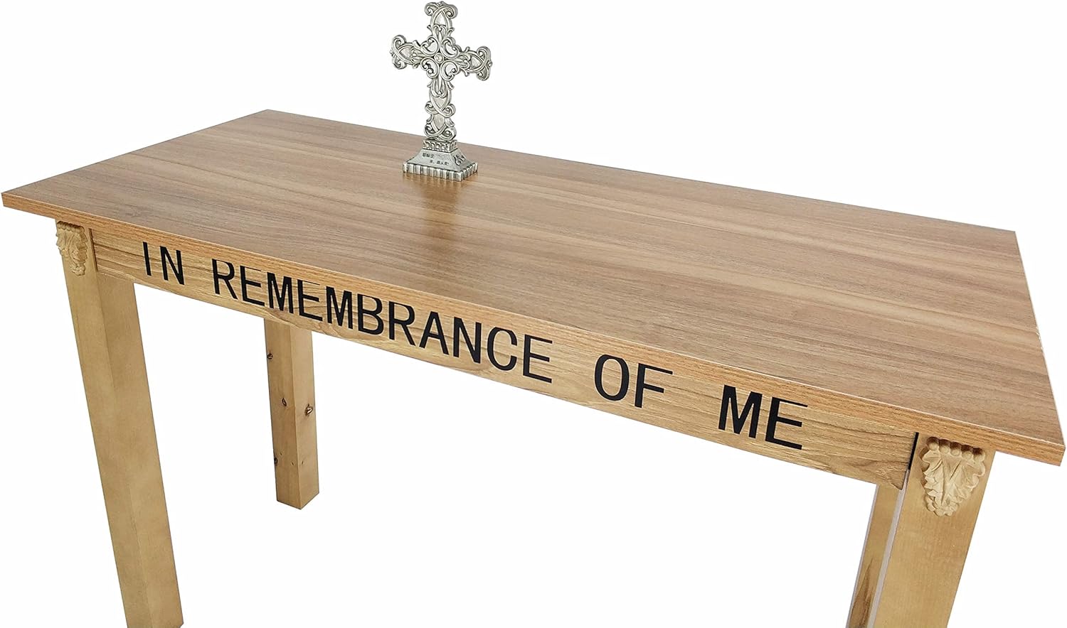 HOLYS 45" L x 28" D x 29" H Church Holy Communion Table Christian Wood Table Breakfast Writing Desk in Remembrance of Me 11462NEW-PLAIN