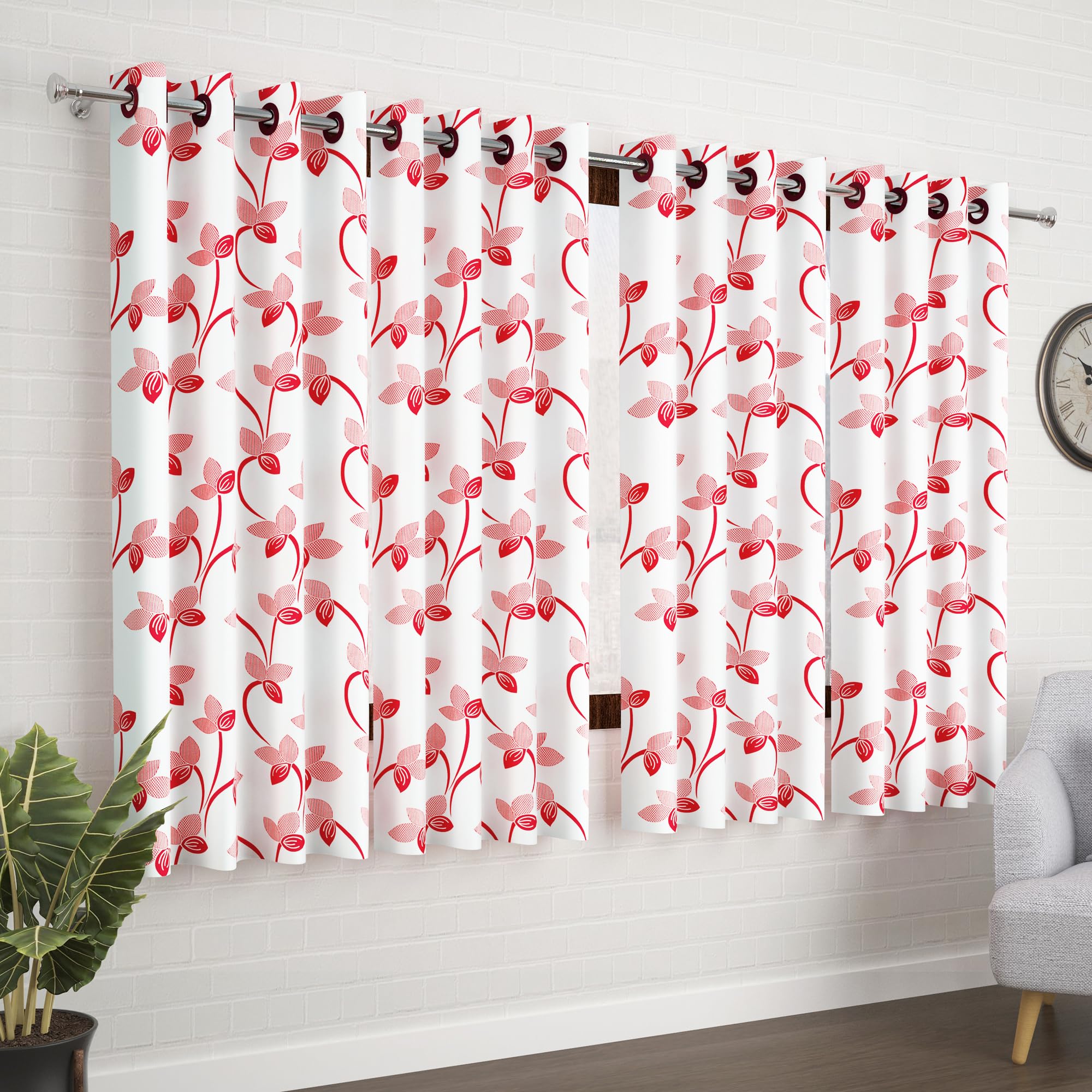 Window Curtains 5 Feet Long Set of 10 | Floral Design | Polyester | Light Filtering Curtains | Curtains for Living Room | (118 x 152 cm, Peach) | Perfect for Home Decor discount deal