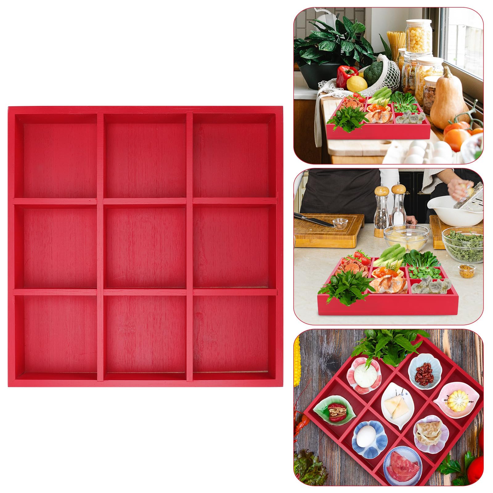 Zerodeko Vassoio in Multi-Scomparti per Verdure e Frutta, Superficie Levigata Fine, Struttura Pratica e Conveniente, per Uso Domestico e Ristoranti