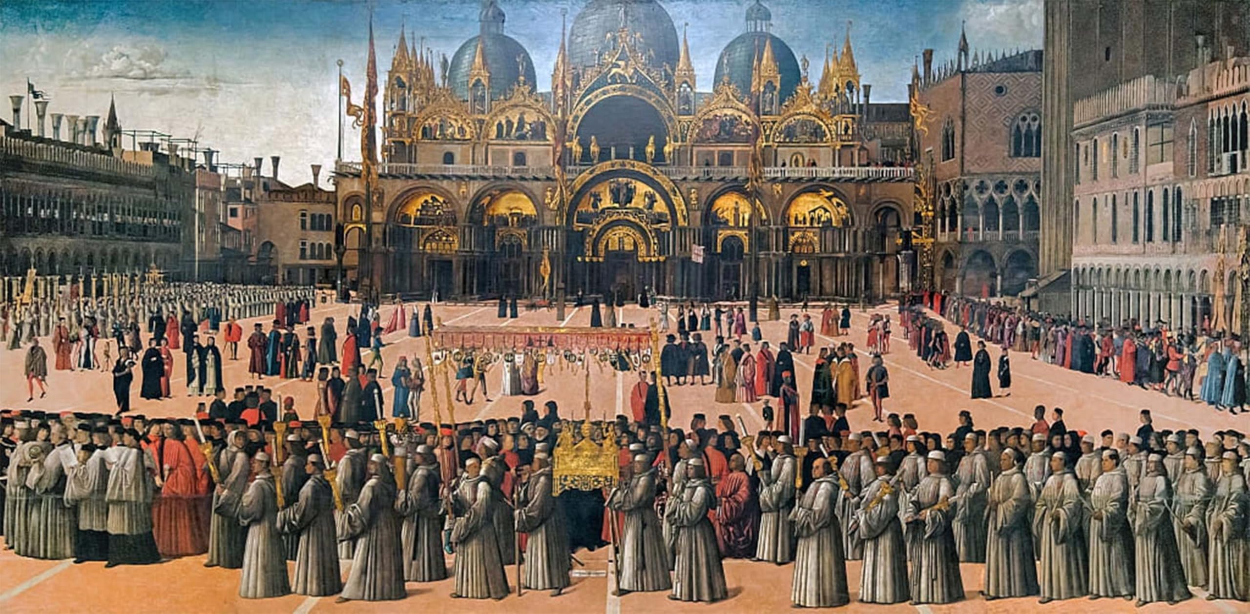POSTERIIk Famous Animal Posters Vintage Picture Procession in the Piazza San Marco in Venice by Gentile Bellini Modern Wall Decor for Home Decor 60x90cm