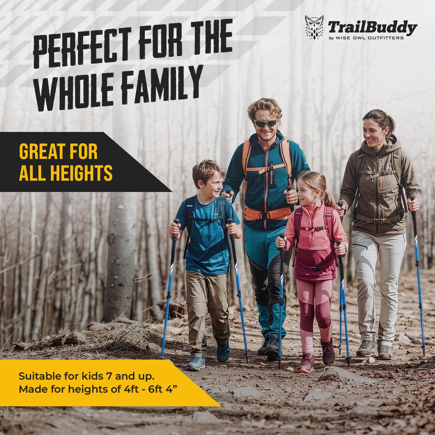 TrailBuddy Bâtons de randonnée - Bâtons de Marche télescopiques pour Hommes et Femmes - Extensibles 62-137 cm - Bâtons de randonnée ultralégers en aluminium 7075-1 Paire