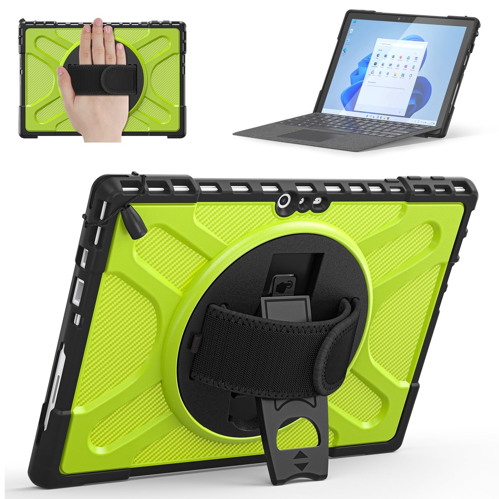 Coque antichoc Surface Pro 7 rotative à 360° avec dragonne ergonomique et protection robuste - 8