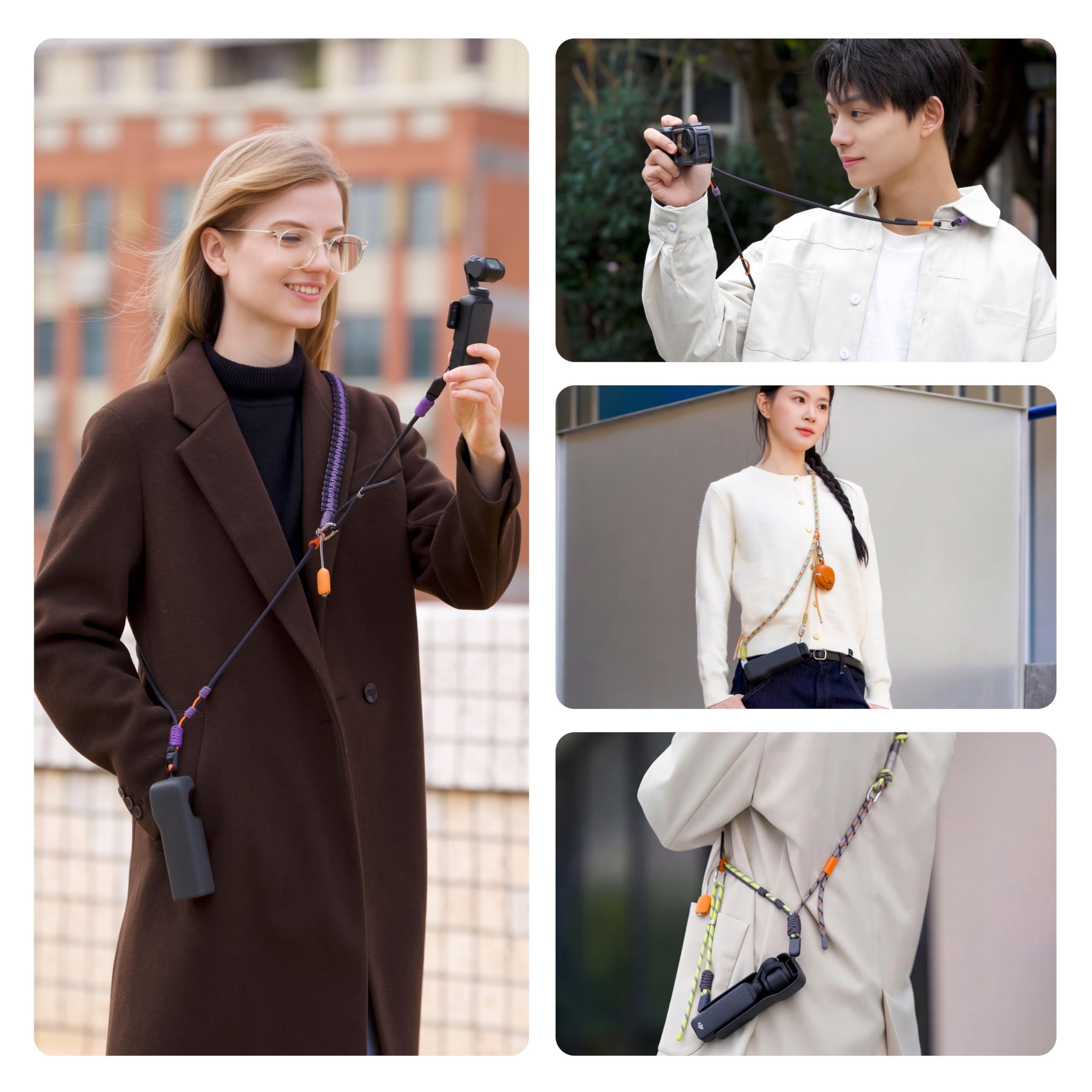 PGYTECH Correa Cámara para DJI Osmo Pocket 3, Correa 2 en 1 de Cuello y Muñeca con Sistema de Liberación Rápida Mini, Cordón Trenzado de Alta Resistencia, Carga Máx 10kg, Ajustable, Single Braid