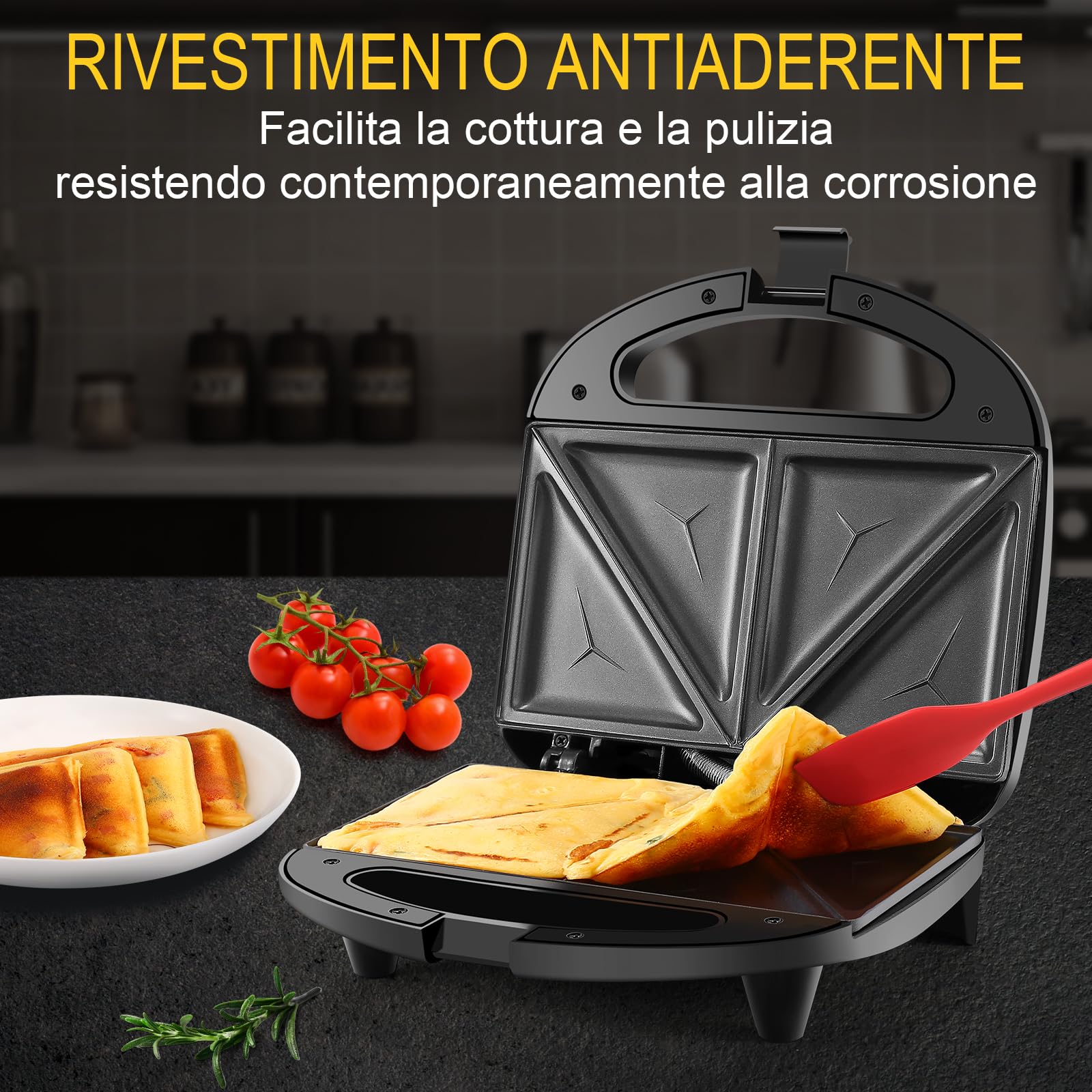 Tostapane YASHE 750W - Piastra Sandwich Antiaderente Con LED - Foto 8