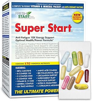 Super Start All-in-One Daily Multivitamin Pack | Energy, Stamina & Muscle Support | Panax Ginseng, Vitamin B12, L-Arginine, Amino Acids, Bee Pollen & Ashwagandha | 30-Day Supply