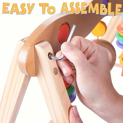 Miniatura 5 de Little Olympians - Gimnasio de madera para bebés, centro de actividades infantiles para recién nacidos y bebés tempranos, estación de juego