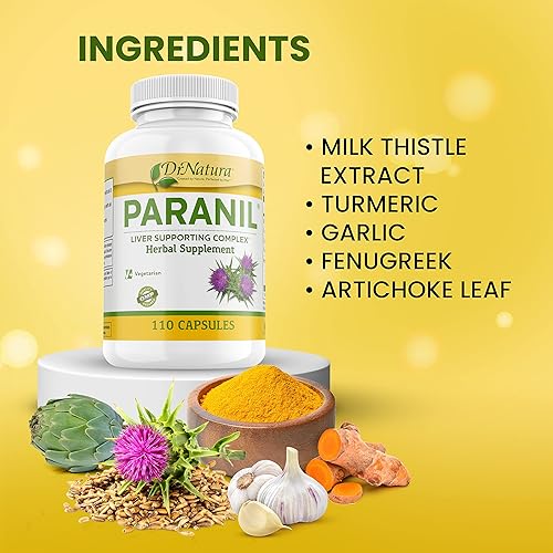 Miniatura 5 de DrNatura Paranil® Liver & Colon Cleanse - Complejo de 17 hierbas con cardo mariano para desintoxicación, 110 cápsulas vegetarianas