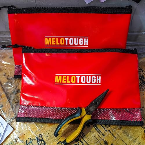 Miniatura 7 de MELOTOUGH Material impermeable 12 pulgadas bolsa de herramientas con cremallera paquete de 2, bolsa de herramientas multiusos para herramientas